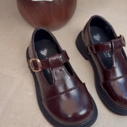 Spring Girl's Leather Shoes Sewing Hook-loop Daily Chic Kid's Flat Shoe Black Brown Anti-slip Glossy School Children Shoes 7-12Y