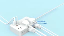 Ultra Thin Flat Plug Extension Cord with 4 USB Ports(2 USB C), 5ft Surge Protector Power Strip, 6 Widely Outlets Extender