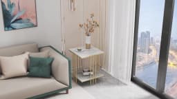 LUVODI 2-Tier Marble Sofa Side Coffee Table Square Metal Frame Gold Black Modern Living Room Furniture