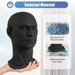 50cm Male Model Head PVC Wig Head Decorative Head Mannequin Head Hat Glasses for Wigs, Hats, Turbans, Necklaces and Hairstyles
