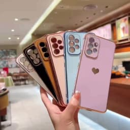 Luxury Plating Case For Samsung Galaxy A18 A17 A57 A55 5G S23 S24 FE S26 S25 S24 Ultra Love Heart Pattern Silicone Soft Cover