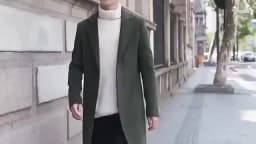 2024 Spring Autumn New Long Cotton Coat New Wool Blend Pure Color Casual Business Fashion Men's Clothing Slim Windbreaker Jacket