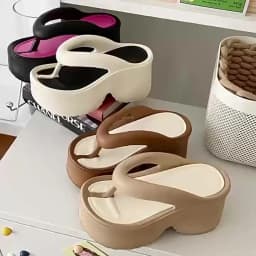 Women's Clip Toe Wedge Flip Flops 2026 Summer Chunky Platform Beach Sandals Woman Thick Sole High Heeled Eva Slippers Slides