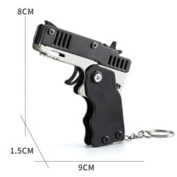 Keychain Gun Rubber Band Shooter 60 Pcs, Mini Fidget Toy Gun for Kids, Outdoor Party Favors Holiday Birthday Gift for Boys