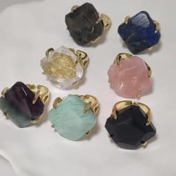FUWO Wholesale 5Pcs Natural Semi-precious Stone Rings,Claw Setting Design Faceted Crystal Ring For Valentines Gift RG095