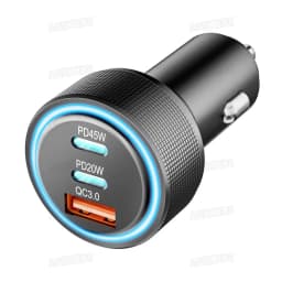 USB C Car Charger, 3-Port 67W Dual USB-C & USB-A Car Power Adapter PD/QC Fast Charging Cigarette Lighter for iPhone 16/15/14/13