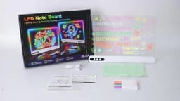 LED Drawing Board for Kids Rechargeable Light-Up Acrylic Neon Board with Timer and Built-in Stand Digital Battery