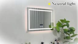 80/100/120/140cm LED Bathroom Mirror with Bluetooth Speaker Antifog Dimmable 3 Lights Time Setting Backlitligth Vanity Wall Mirr