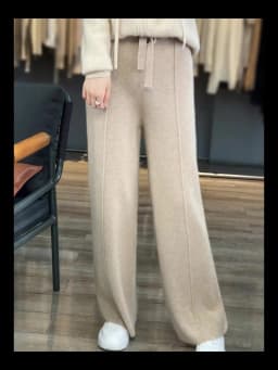 Wool Knitted Wide Leg Pants for Women in Autumn and Winter, with a Draping Feel and Straight Tube Wool Casual Woolen Pants