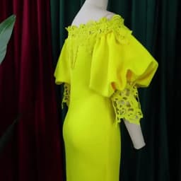Elegant Dresses for Woman Off the Shoulder Lantern Sleeve Lace Patchwork Sheath Package Hips Ankle Length Luxury Birthday Dress