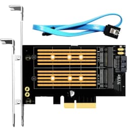 Dual M.2 PCIE NVMe 4.0/3.0 Adapter for M.2 PCIE NVMe SSD and M.2 NGFF SATA SSD