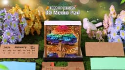 2027 3D Calendar Memo Pad Led Time Piece Calendar Tree of Chakra Desk Calendar Paper Carving Sticky Calendar For Christmas Gifts
