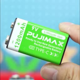 PUJIMAX 9v 1200mAh High Capacity Usb-C Lithium Ion Battery Rechargeable Battery with Type-c Cable for Toys Remote Control Camera
