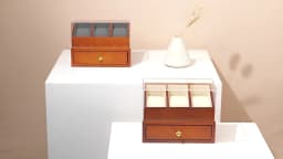 Oirlv 3 Grids Solid Wood Watch Box For Ring Necklace Watch Holder Storage Case With Drawer Jewelry Organizer Box Watch Display