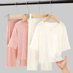Girls Sets Summer Thin Children Short Sleeve Set Kids Homewear Clothes Girl Pure Color Pajamas Outfits