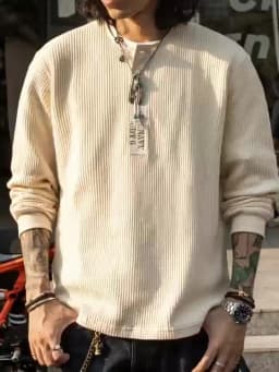 T2-0009 Red Tornado US Size Super Good Quality Mans Heavy Thick Flexible Casual Henley Tee Cotton