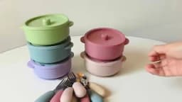 300ml Baby Training Bowl with Lid, 300ML 2-in-1 Stainless Steel & Silicone Feeding Set, Unbreakable Weaning Bowl
