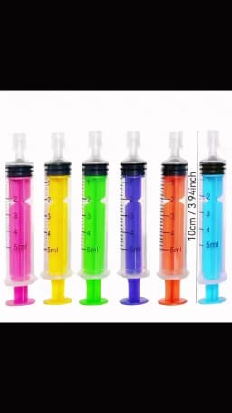 5/6Pcs 5ml Colorful Syringes with Lids for Glue, Liquid Dispensing and Measuring, Pet Food Feeding, Ink Refills, Etc., Yellow, B