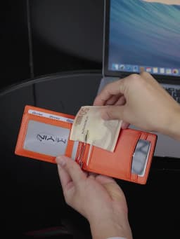 Men Slim Double Fold Wallet RFID Protection Credit Card Holder Portable Leather Card Case Minimalist Men's Money Clip