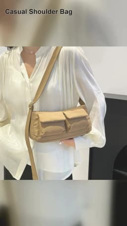 Women Casual Shoulder Bag Solid Color Simple Messenger Hobos Large Capacity Nylon Crossbody Zipper Closure for Party Vacation