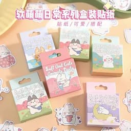 45Pcs Cute Animal Cat Dog Bear Daily Boxed Stickers Decorative Scrapbooking Label Diary Stationery Album Phone Journal Planner