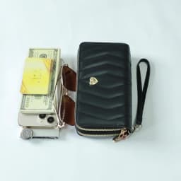 Chic Faux Leather Wallet - Double Zipper Security - Coin Purse & Card Slots - Fashionable Wristband Clutch for Everyday