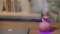 Wood Grain Mini Vase Air Humidifier USB Electric Ultrasonic Water Aroma Essential Oil Diffuser Home Room Fragrance Air Purifier