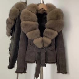 OFTBUY New Autumn Winter Real Fox Fur Collar Clothes Female Belt Suede Jacket Women Thick Warm Natural Rabbit Fur Lining Coat
