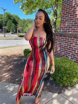 Spring/Summer Women's Colorful Tie Dye Print Off Shoulder Wrapped Chest Dress