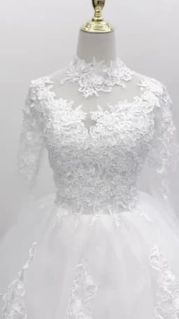 High Neck Wedding Dress 2024 Luxury Three Quarter Sleeve Lace Up Ball Gown Vestido De Noiva Plus Size Customized