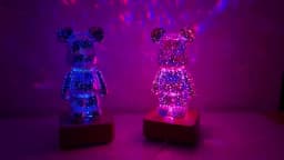 LED Night Light 3D Fireworks Bear Projection Colorful USB Atmosphere Dimming Living Decorative Decor Room Glass Fireworks