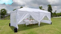 3x6m Pop-up Gazebo Foldable Party Tent with 6 Sidewalls, Easy Assembly for Weddings, Commercial Use, UV50+ Protection Steel Frame