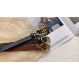 Women's Genuine Leather Belt 2.3cm Wide Two-Layer Cowhide Metal Pin Buckle Simple Fashion for Jeans
