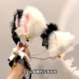 Plush Cat Ear Headband for Women, Cute and Quirky Cat Headwear, Hairpin with Bell, Collar Accessory, Children's Hair Accessory