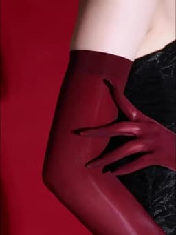 43cm Solid 8D High Elasticity Oil Smooth Women Sexy Thin Tight Stockings Gloves Club Cosplay Performance Long Five Finger Glove