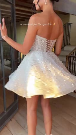 Kyoto Customized White Spaghetti Straps Shiny Pearls Wedding Dress A-line Mini vestidos de noche Princess After Party Gown 2025