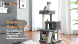 Cat Tree Multilevel Cat Tower with Double Condos, Spacious Perch, Fully Wrapped Scratching Sisal Post and Replaceable Balls