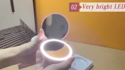 Travel Personalized Small LED Light Cosmetic 2 Side Folding Makeup Compact Pocket Mirror Women Luminous Effect Mini Mirror