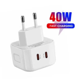 40W Type C Charger Fast Charging Dual PD QC 3.0 Mobile Phone Charger Adapter For iPhone Samsung Huawei Xiaomi USB C Wall Charger