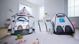 Joyfy Rocket Ship Play Tents Set Pop up Play house with Tunnel 3-Piece Play Tent for Kids Pretend Play Birthday Gift