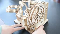 3D Wooden Puzzle DIY Mechanical Manual Model Building Kits Assemble Toys Marble Run Set with 4 Ball for Adult Kids Gifts