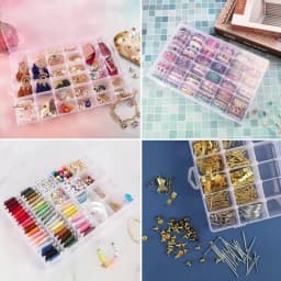 36 Grids Clear Plastic Organizer Box with Adjustable Compartment Dividers Collection Box for Bead Nails Jewelry Art DIY Crafts