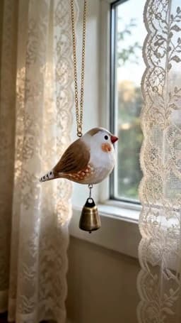 1Pc Hanging Wind Chime, Unique Hand-Carved Wooden Bird Statue Ornament, Painted Wooden Bird Sculpture, Home Decoration, Hanging Decoration, Outdoor Garden Decoration, Exquisite Craftsmanship, Unique Holiday Gift, Thanksgiving, Mother's Day, Christmas Decoration, Doorbell Decoration