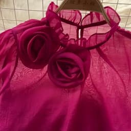Sexy Puff Sleeve Long Sleeve O-Neck 3D Floral Pleated Blouse Slim Elegant Fashion Basic Chic Spring Summer Women Chiffon Shirt