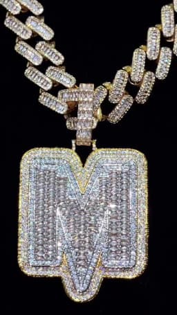 Bubble Letter Jewelry Initial Necklace for Men Iced Out Baguette Pendant Prong Setting Hip Hop Rock Street