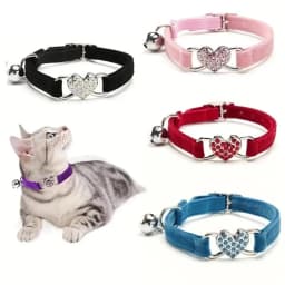 Heart Charm And Bell Cat Collar Safety Elastic Adjustable With Soft Velvet Material 8 Colors Pet Product Small Dog Collar