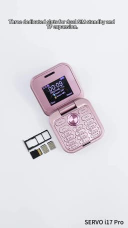 SERVO Mini Pocket Foldable Mobile Phone 1.77" Screen Magic Voice FM Radio Speed Dial Dual SIM Bluetooth Feature Cellphone Torch