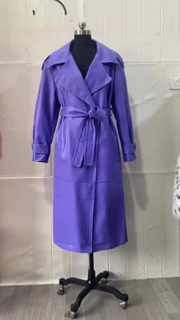 Mauroicardi Spring Long Waterproof Soft Purple Pu Leather Trench Coat for Women Sashes Luxury Elegant Leather Overcoat 2025
