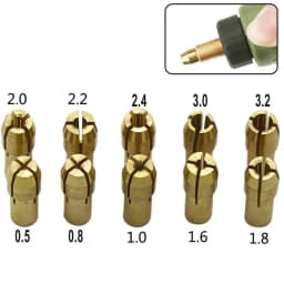 10Pcs Brass Collet Chuck Set 0.5-3.2mm 4.2/4.8mm Shank Three-Prong Drill Collets for Dremel Rotary Tool