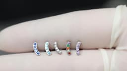 G23 Titanium Ear PIERC Curved Bar Earrings 5 CZ Paved Top Cartilage Threaded Labret Stud Tragus Lip Ring Body Piercing Jewelry